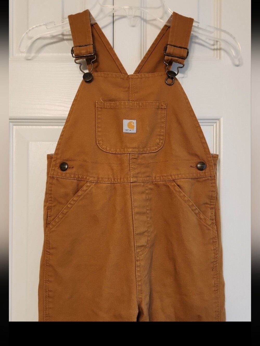 Carhartt Tan Dleece Lined Canvas Bib Overalls Size 4T